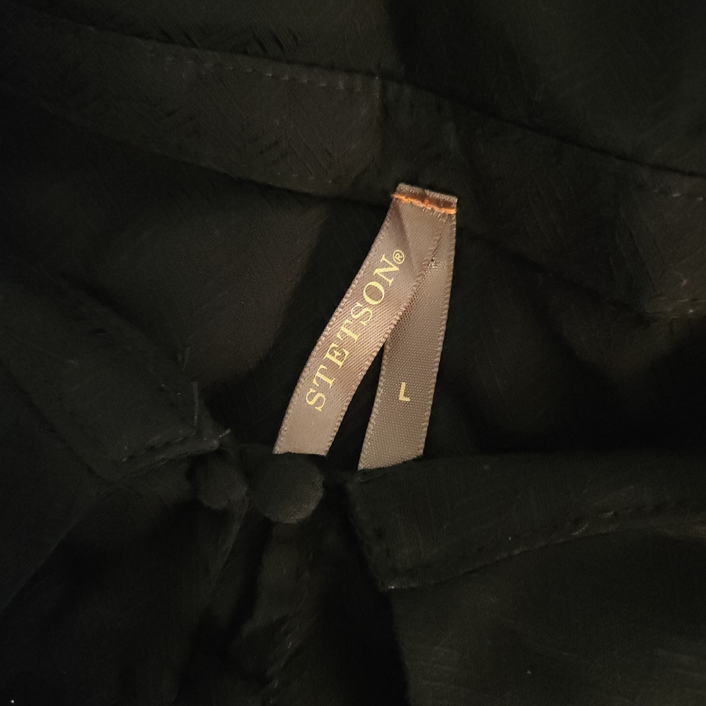 Women's Stetson Rayon Twill Solid Western Blouse - Black - Picture 5 of 6